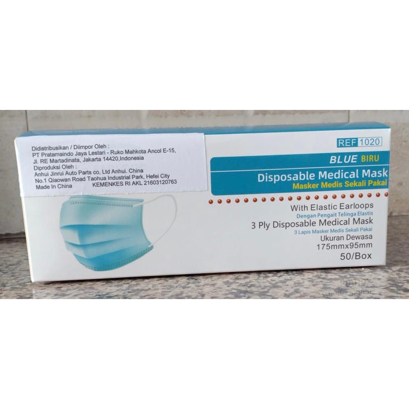 Masker medis sekali pakai /  disposable face mask earloop /headloop isi 50 pc