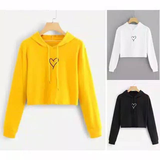 JNY.Co Sweater Hoodie Crop LINE HEART