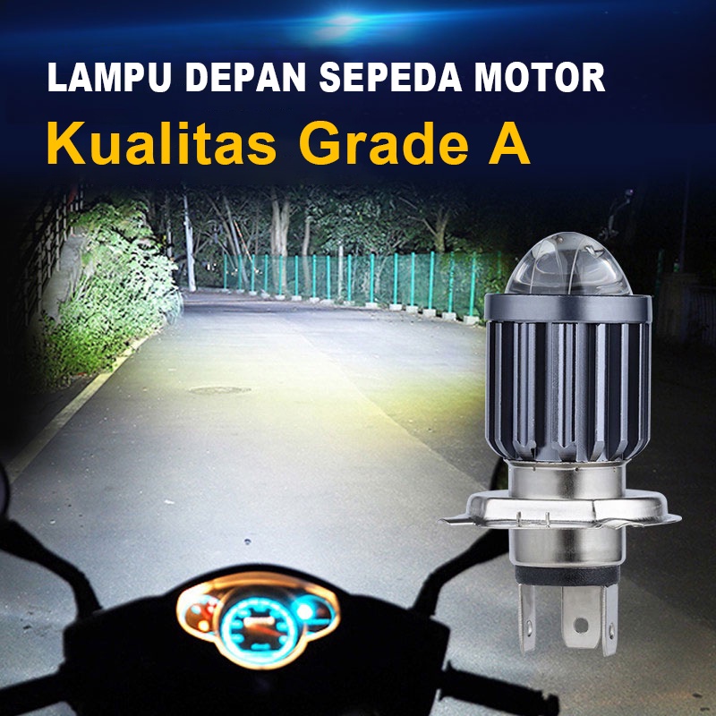 Lampu Depan LED Sepeda Motor Mobil / Lampu LED Utama Motor VINYX H4 BA20D / Lampu Senter Motor Putih