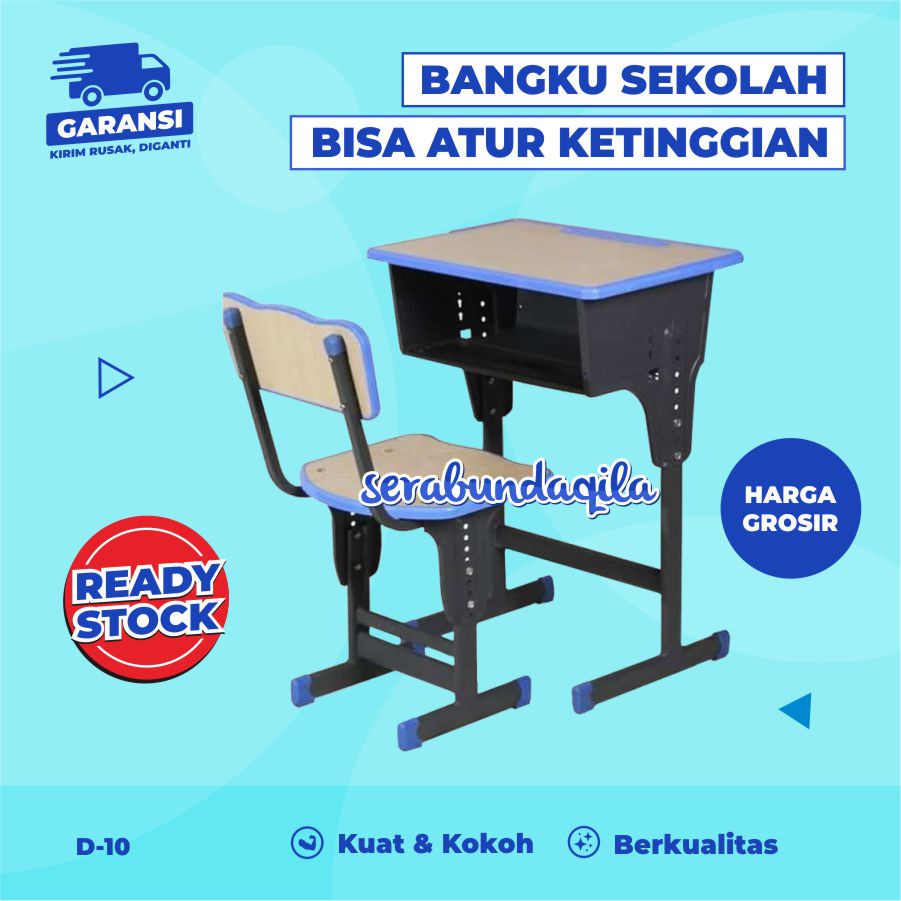 D10 Meja Kursi Bangku Sekolah Rangka Besi Harga Murah Untuk SD/SMP