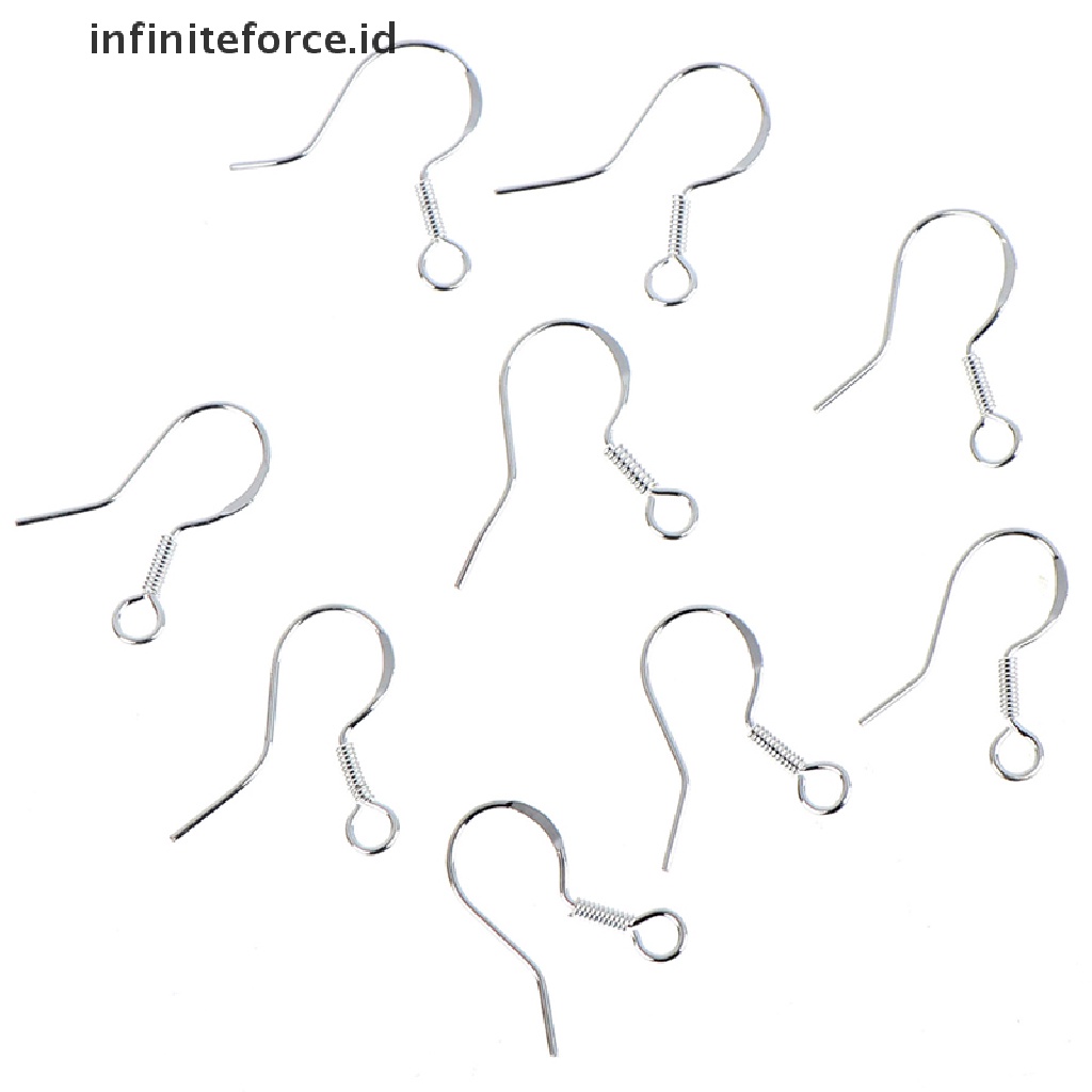 (Infiniteforce.Id) 50pcs / set Anting Kait Gantung Sterling Silver 925 Desain Bola Untuk Wanita