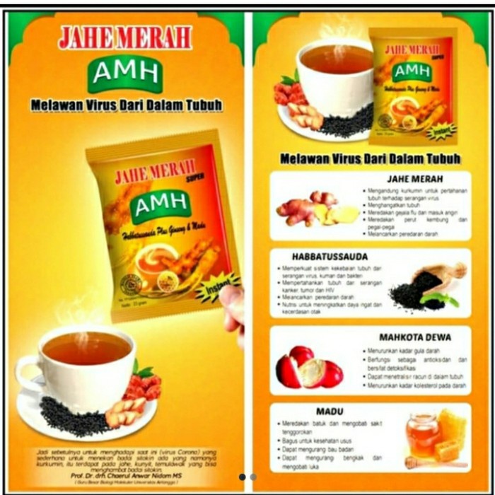 

Jahe Merah AMH Kemasan sachet -Minuman Tradisional Serbuk Jahe Merah