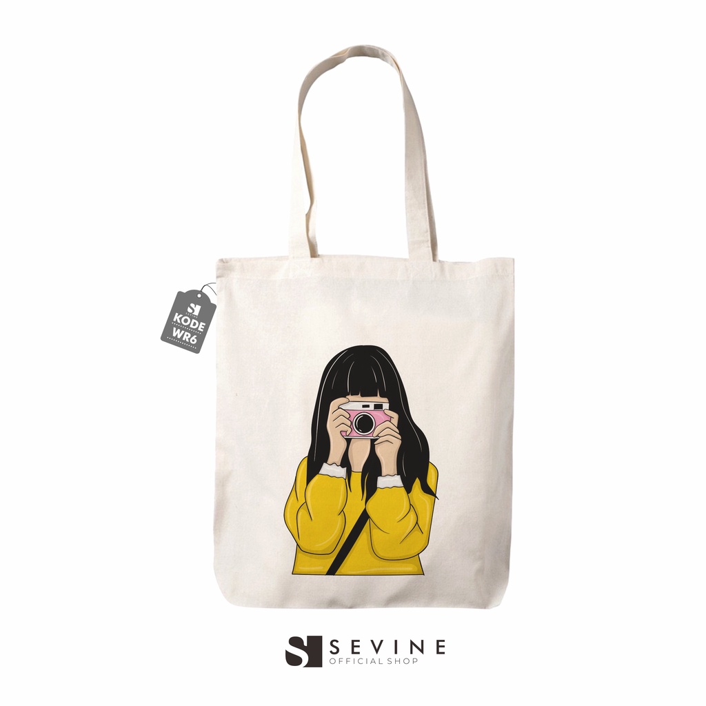 Sevine Totebag Drill Tas Fashion Wanita Tote Bag Resleting Desain Simple - WR