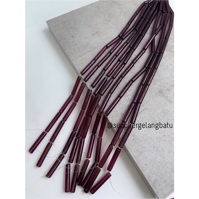 manik glass bead brown quartz 30 x 5mm bahan prakarya gelang kalung