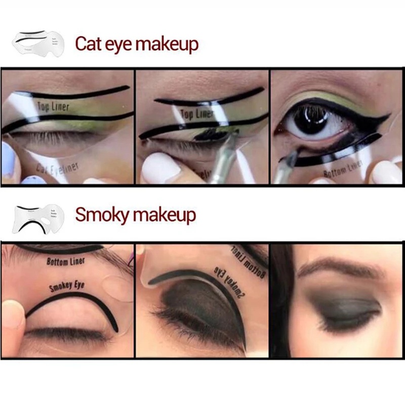 [10Pcs/ Pack Cat-shaped Eyeliner Template Stickers] [Eye shadow Stencils Drawing Card] [Eyebrow Defining Makeup Tools]