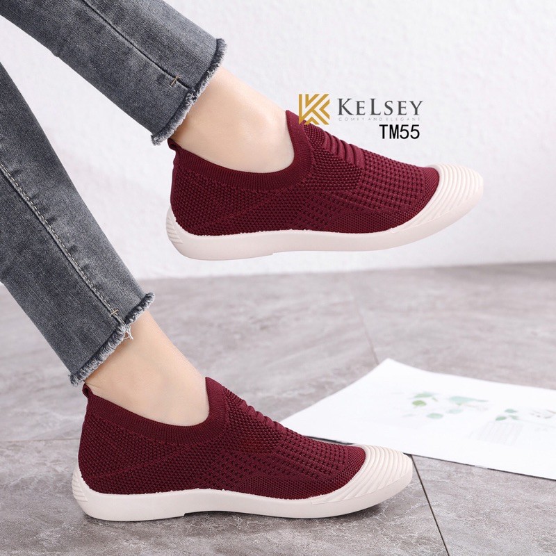 (GRATIS ALAS KAKI) RESTOCK!!  NICOLE SEPATU SLIP ON KELSEY TM55 SEPATU FLYKNIT SHOES FLAT SEPATU WANITA IMPORT