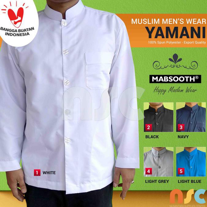 New Model Baju Koko Lengan Panjang Polos - Kemeja Pria Muslim / Jasko - Putih, S