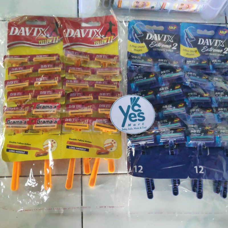 COD Alat Cukur Kumis Jenggot 2 Silet Harga 1 Pcs Blades dua Mata Pisau Murah Ekonomis Biru Kuning Ketiak Rambut