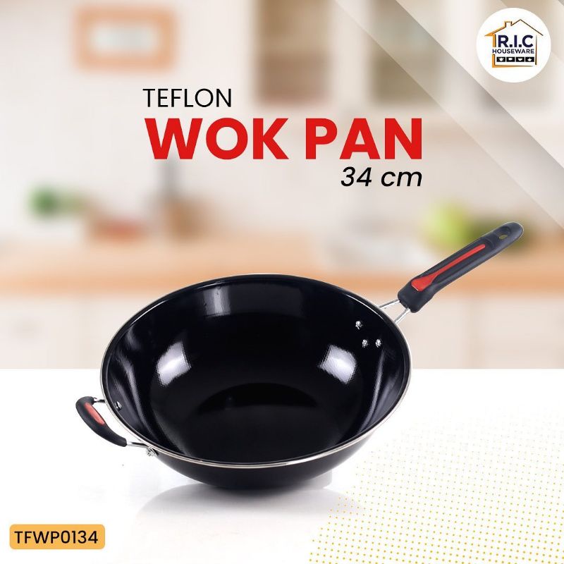 Wajan pengorengan |Wok pan teflon enamel anti gores|wok pan anti lengket|wajan