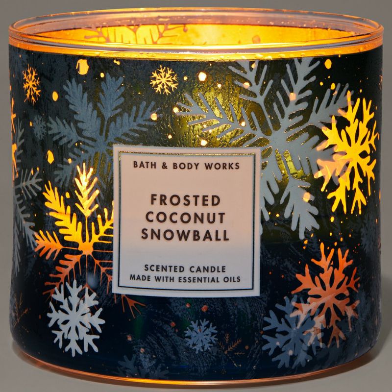 BATH &amp; BODY WORKS BBW FROSTED COCONUT SNOWBALL 3-WICK SCENTED CANDLE 411 G