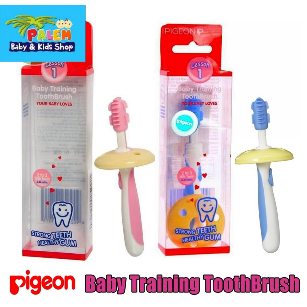 PIGEON Training Toothbrush Lesson 1 -Sikat Gigi Bayi 1 blue&amp;pink