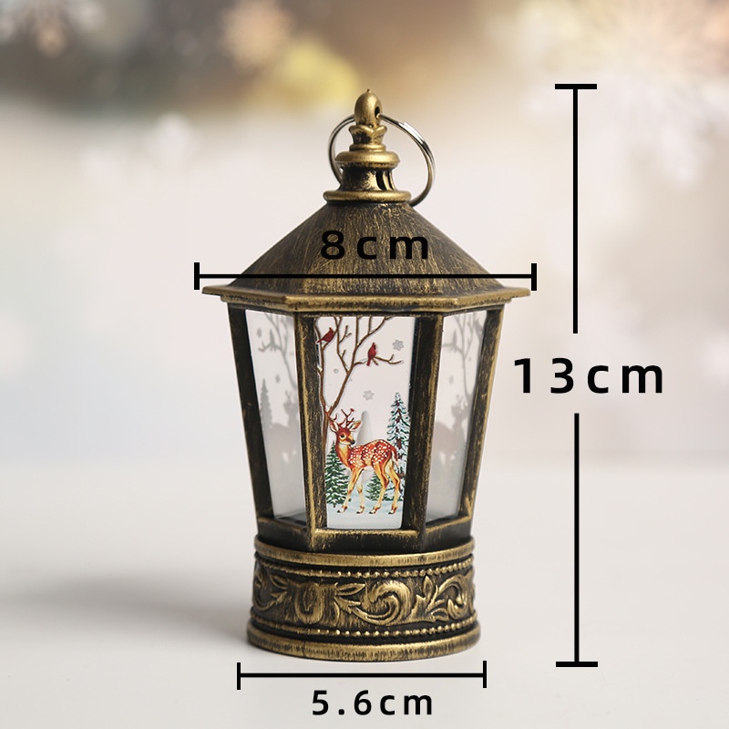 Lampu Lentera Minyak Gantung Desain Santa Claus Snowman Elk Gaya Vintage Untuk Dekorasi Natal