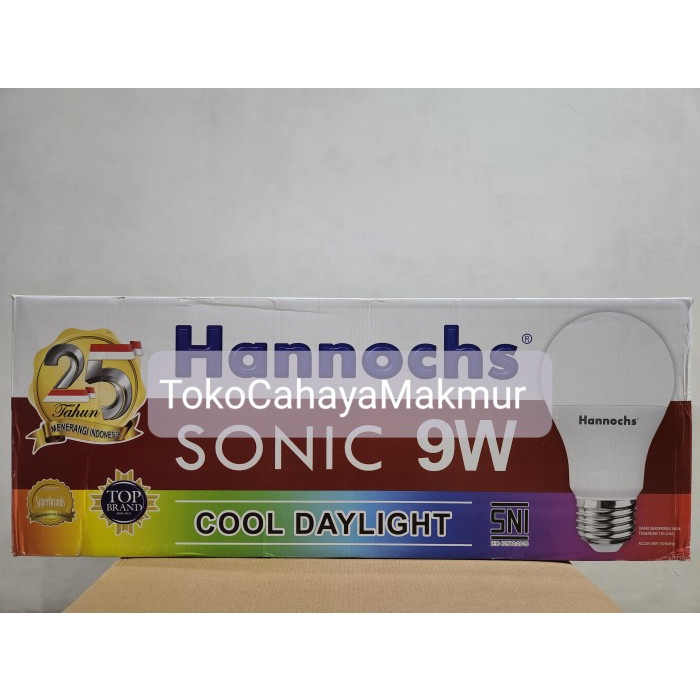 Lampu Bohlam LED Sonic 9w 9watt Hannochs Cahaya Putih 1 DUS 100Pcs