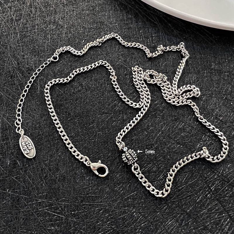 Kalung Rantai Klavikula 925 Silver Logam Gaya Hip Hop Unik Universal Untuk Wanita