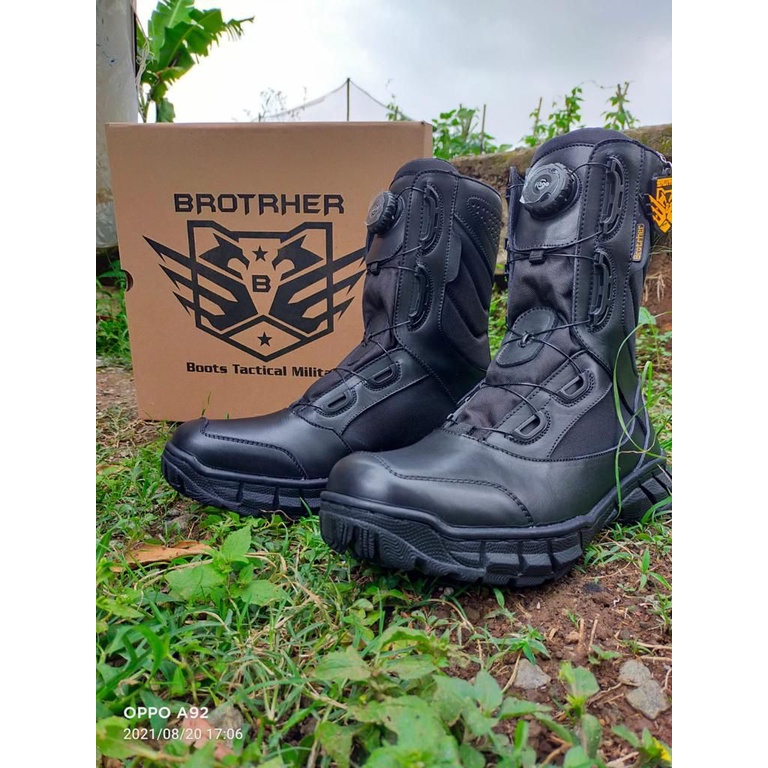 SEPATU BOOTS PDL TALI PUTAR DOGLASH MERK BROTHER KULIT ASLI