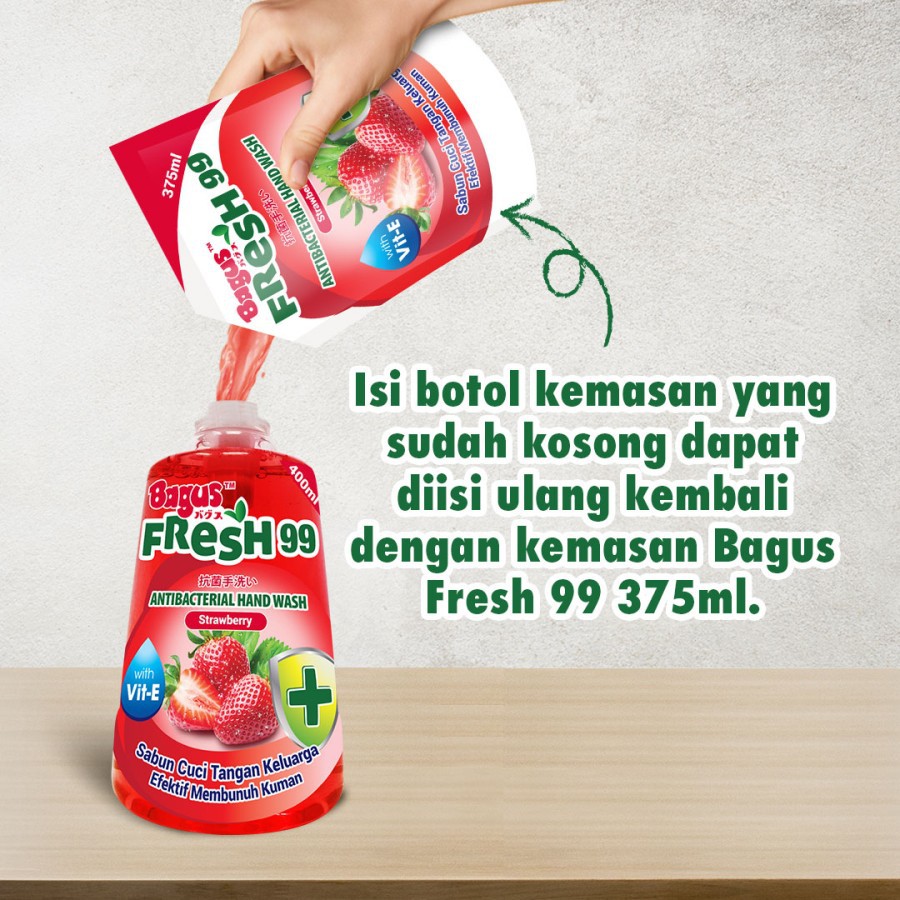 Bagus FRESH 99 Antibacterial Hand Wash Pouch 375 ml