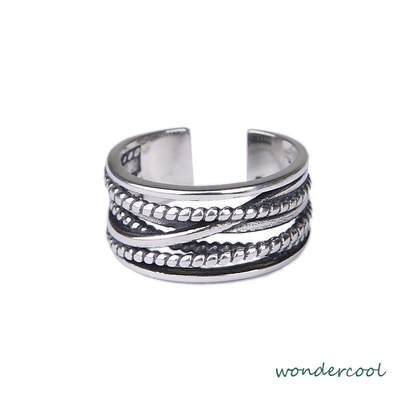 2 Pcs Cincin Korea Keren Logam Cincin Retro Gaya Punk Perhiasan Sederhana Unisex -Won