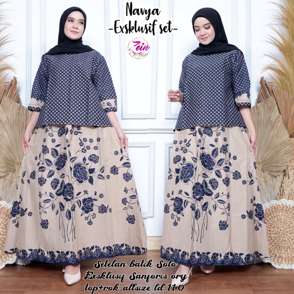 Batik Set Rok Katun by Butik Batik Solo Bahan Katun kode NAVYA BATIK SET ROK