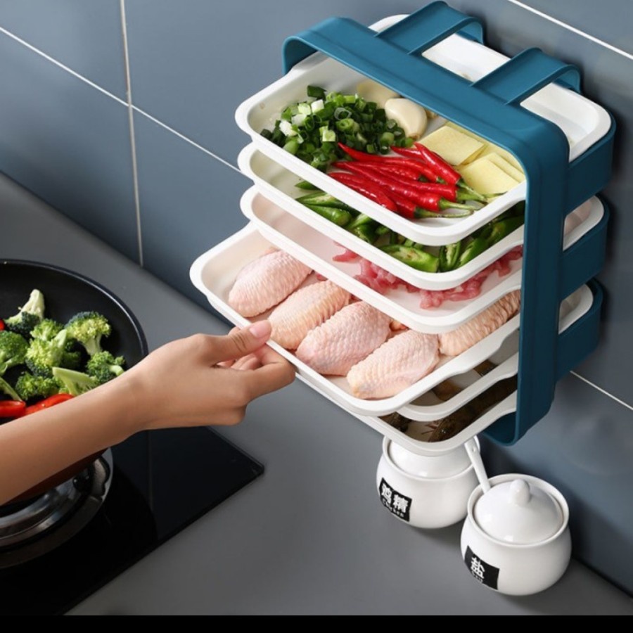 AK-6 Rak Sayur 6 Susun Tempel Gantung Kitchen Food Rack 6 Layer Rak Susun