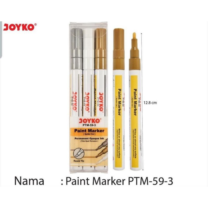 

Paint Marker Spidol Cat Permanen Joyko PTM-59-3 Spidol emas spidol silver spidol gold spidol perak spidol putih spidol white