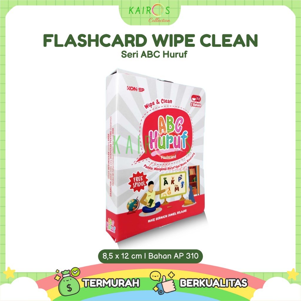 Flashcard Wipe Clean Seri ABC Huruf Kartu Pintar Belajar Balita Bisa Ditulis Dihapus