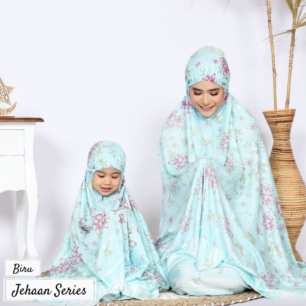 Mukena Putusan Couple Kembaran Ibu Anak 7 - 12 Tahun Bisa Satuan Bahan Rayon Premium Tebal New Motif Bunga Jehaan Series