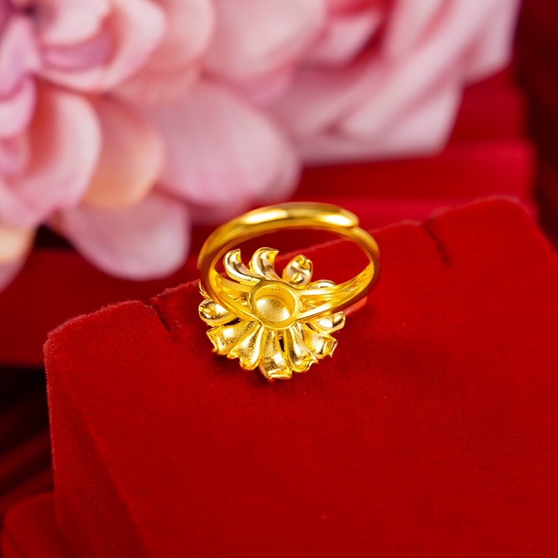 Cincin Desain Bunga Matahari 24k Gaya Korea Untuk Wanita Sun Flower