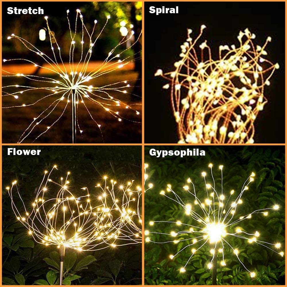 150/180 LED Lampu Solar lampu Natal Fireworks Lights String Warm Light Outdoor Solar Garden Decorative Lights / Waterproof