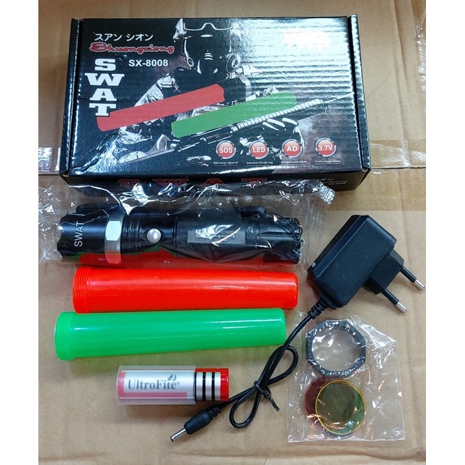 Senter SWAT POLICE Dengan 2 Cone Lalin // Double Cone Lalu Lintas