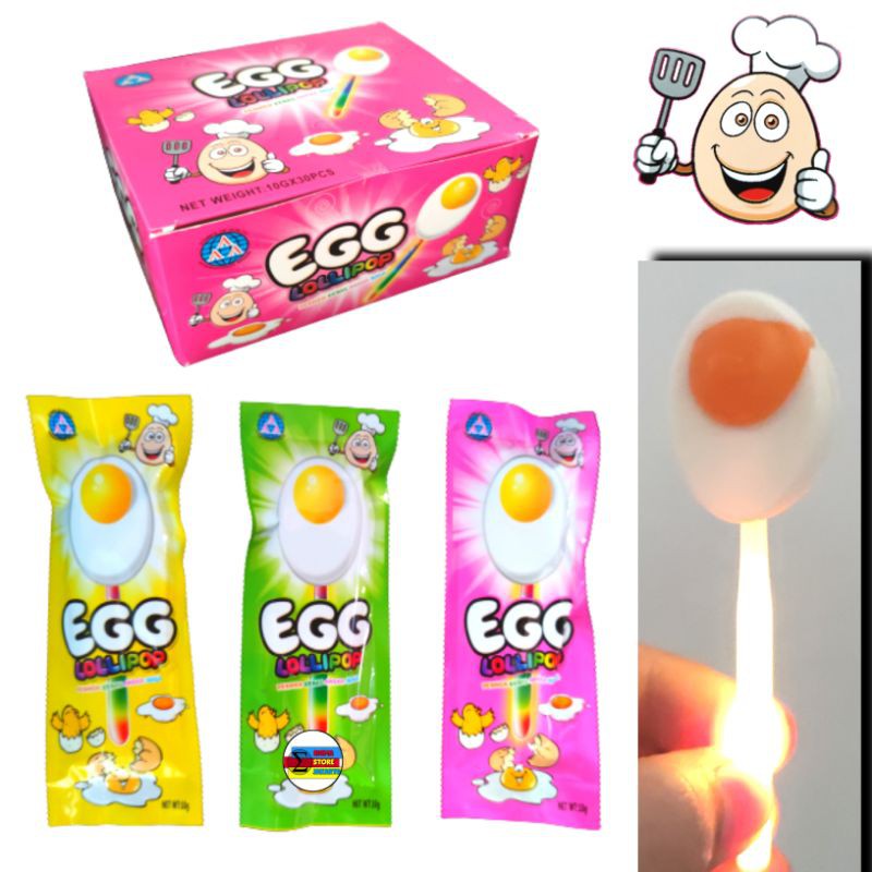 Permen Lolipop Jadul Lightstick Telor - Egg Lollipop Aneka Rasa Buah