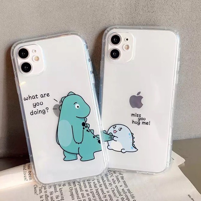 Dino couple printing anticrack case oppo a15 a31 a1k a54 a5s a7 a12 a5 a9 2020 f1 plus f3 plus f5 f7 f9 f11 pro c1 c2 reno 2 2f 3 4 pro 4f 5 5f 6 5g