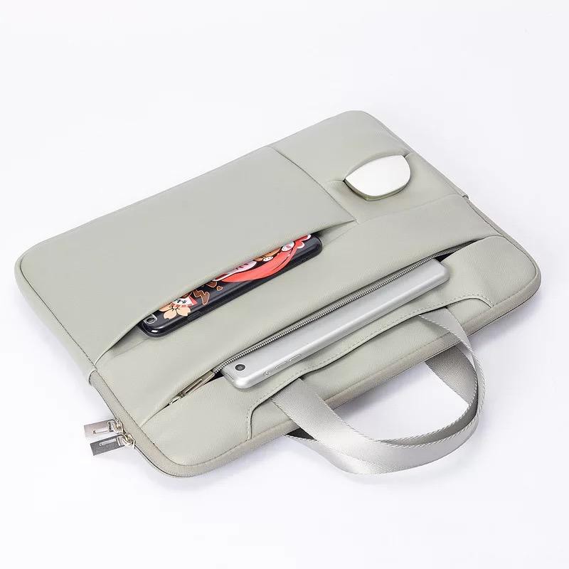 Tas Laptop Macbook Softcase Sleeve Handstrap PU Leather 11 12 13 14 15 16 inch