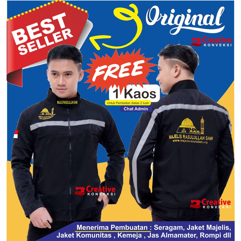 (BISA COD) JAKET MAJLIS MR MASJID+ BORDIR NAMA | JAKET MAJELIS RASULLULAH SAW BISATAMBAH BORDIR NAMA&amp; KOTA