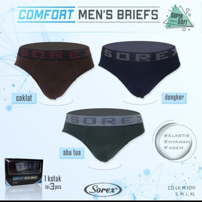 CD Celana Dalam Pria Sorex Comfort Mens Briefs Supersoft 1011 (1pcs)