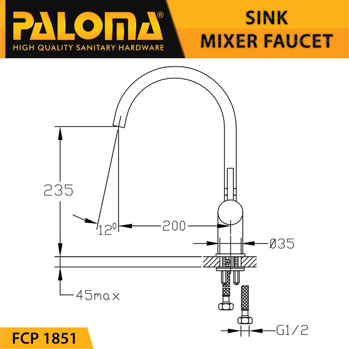 PALOMA FCP 1851 Keran Panas Dingin Sink Dapur Kran Air