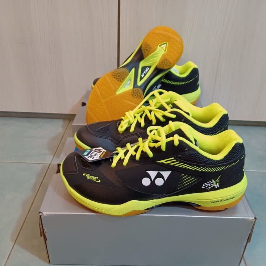 Sepatu Badminton Yonex SHB 65 X2 Wide 65X2W Power Cushion Wide Black Yellow Original