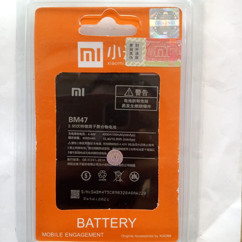 Batre battery baterai Original BM47 Redmi 3 BM 47 redmi 3S, 3 Pro, 3X, batu hp BM-47 redmi4X, 4X