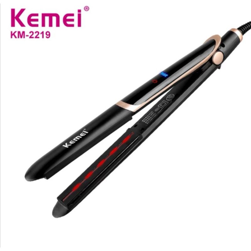 Kemei KM 2219 INFRARED 2IN1 Catokkan Mengeriting dan Meluruskan Rambut Otomatis Kontrol Suhu Lurs Dan Curly