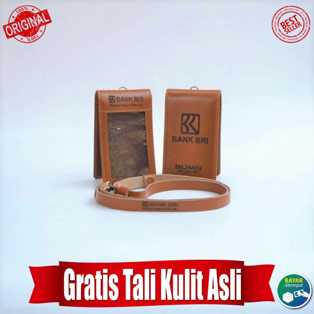 

ID Card Holder Kulit Logo Bank BRI 100% Kulit Asli Gratis Tali Kulit