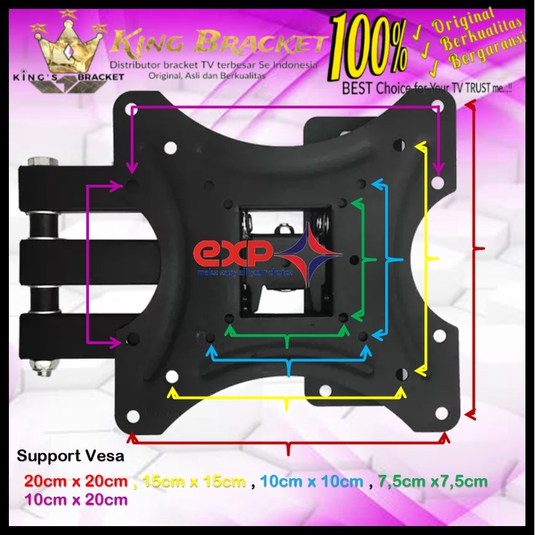 Bracket TV COOCAA 14 s/d 43 inch 6 ARAH FULL BESI SUPER KOKOH GARANSI 100% ORI