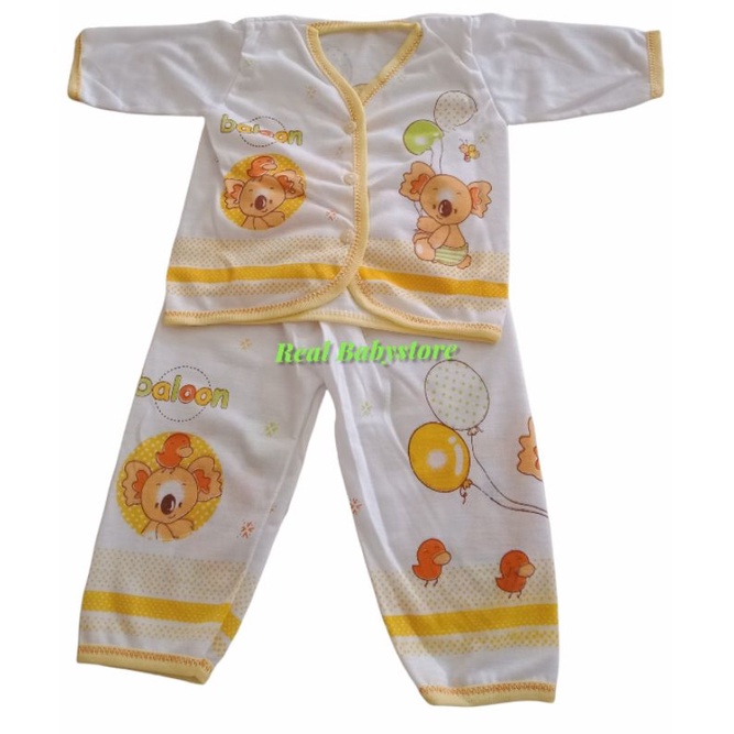 Stelan Baju Bayi Lengan Panjang + Celana Panjang Bayi Baru Lahir