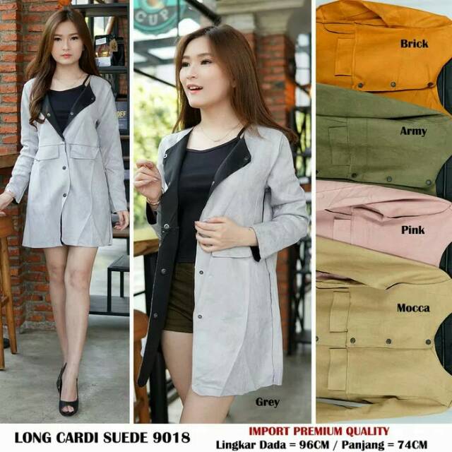 Cardigan import terbaru long cardi suede