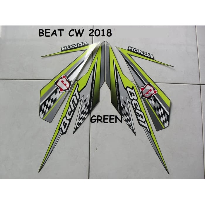 Striping Lis Stiker Motor Honda Beat CW 2018 Warna Hitam Hijau