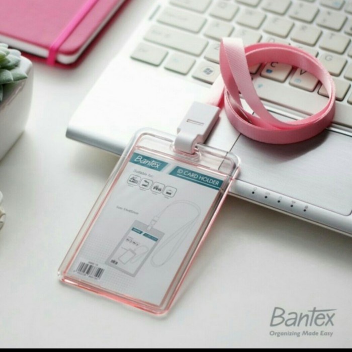 

Terbatas Bantex Transparent Id Card Holder Lanyard Potrait - Pink Trendi