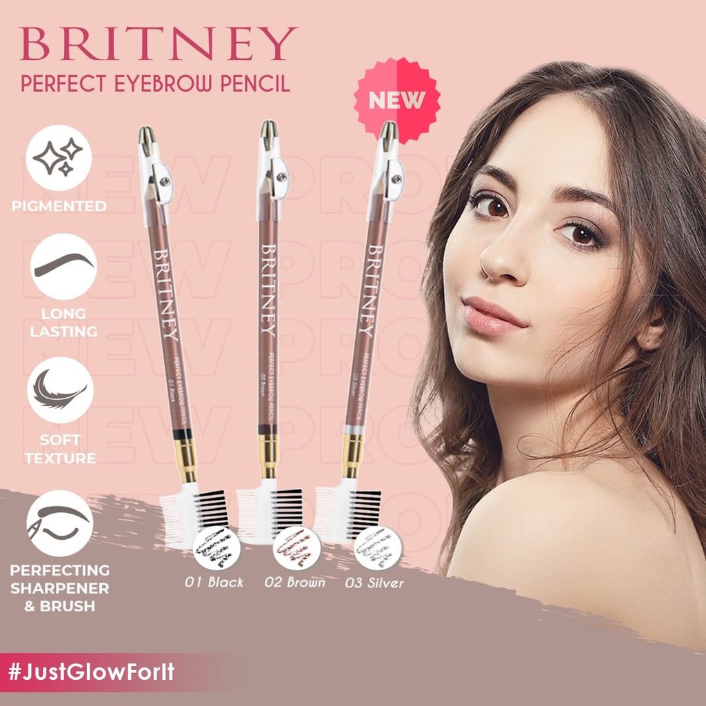 ❤ BELIA ❤ BRITNEY Perfect Eyebrow Pencil | Pensil Alis | Pensil Alis + Sharperner + Brush | by Purbasari | BPOM