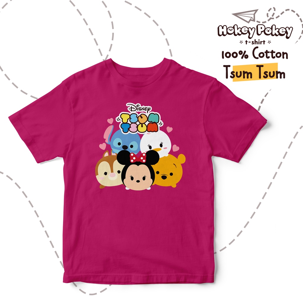 Baju Kaos T Shirt Anak Perempuan Katun Combed Motif Tsum Tsum