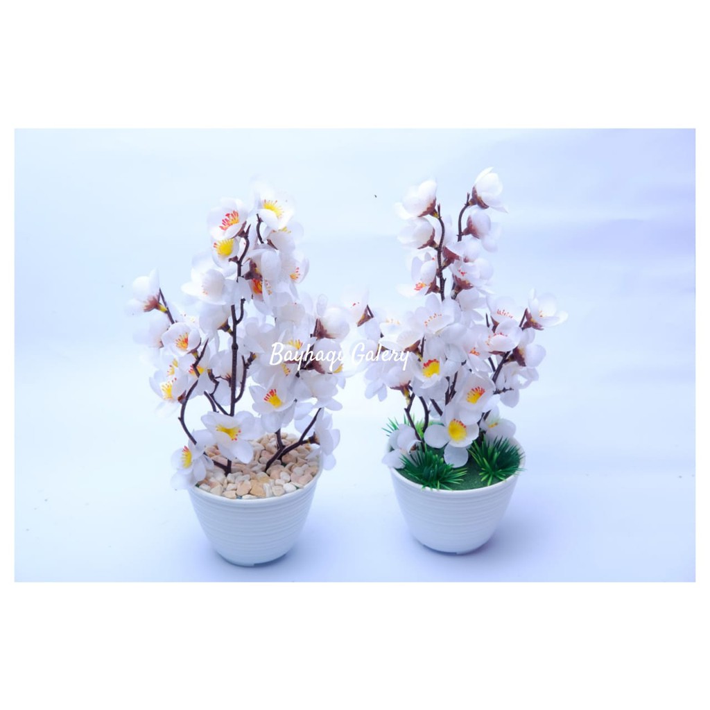 BUNGA SAKURA RIMBUN IMPORT MURAH D10 // BUNGA HIAS SAKURA // BUNGA ARTIFICIAL// BUNGA DEKORASI RUMAH-Putih