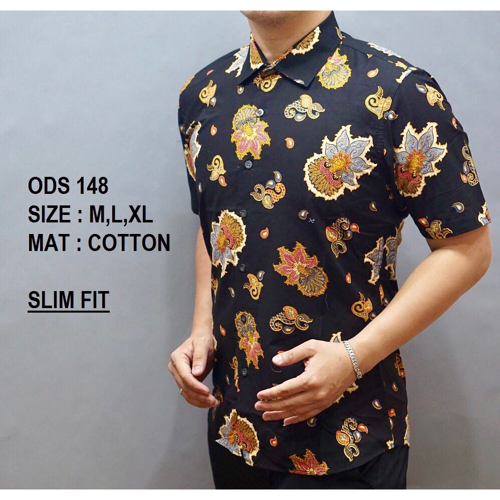 Baju Batik Pria Kemaja Batik Pria Lengan Pendek Modern Slimfit