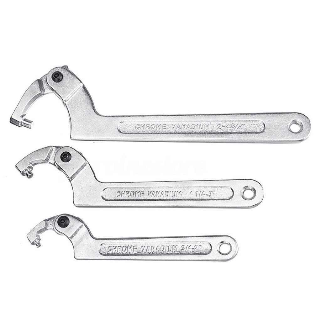 MJJEsports Chrome Vanadium Adjustable Hook Wrench C Spanner Tool 19-51mm 32-76mm 51-120mm #1 
