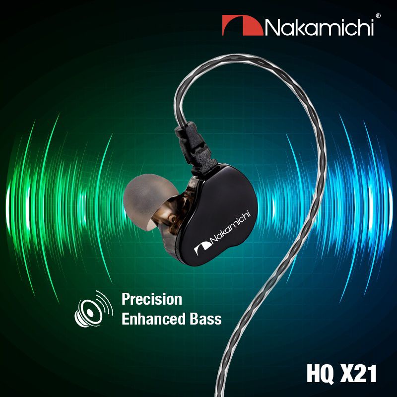 Nakamichi HQ X21 Dual Dynamic Driver In Ear Monitor Earphone Mic